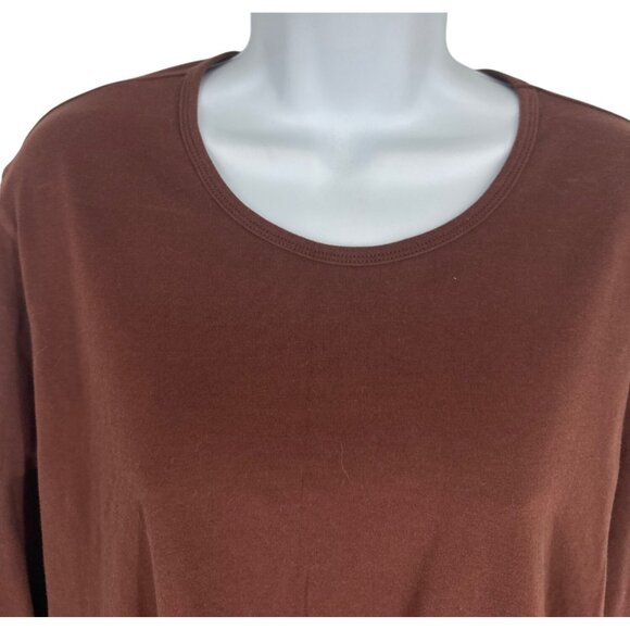 Susan Graver Style Womens Brown Round Neck Long Sleeve Top Size 1X - Picture 2 of 7